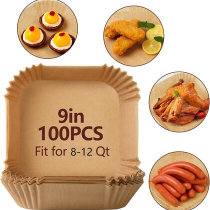 9 inch - 100 Pcs - Easy Clean Premium Air Fryer Liners