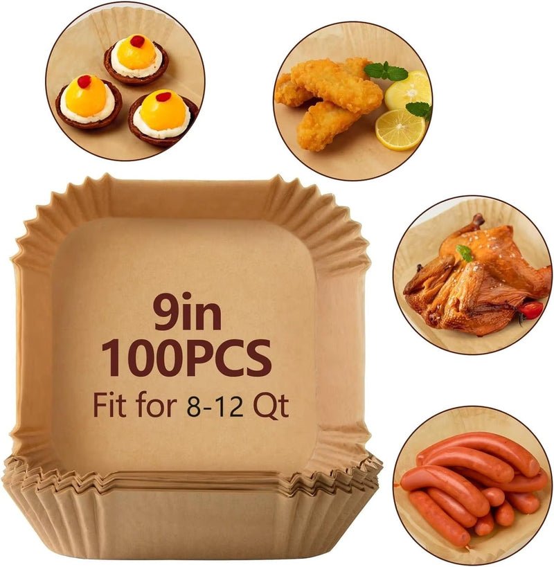 9 inch - 100 Pcs - Easy Clean Premium Air Fryer Liners
