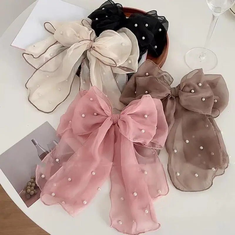 Elegant Pearl Bow Hair Clip - Image 7