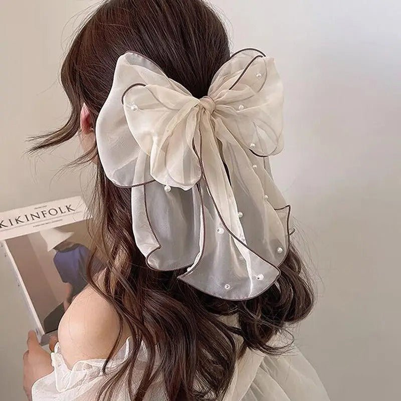 Elegant Pearl Bow Hair Clip - Image 8