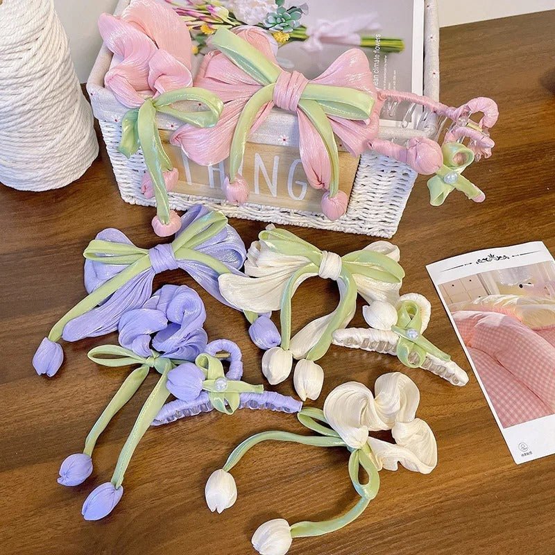 Elegant Vintage Floral Tulip Ribbon / Bow Hair Clip - Image 15