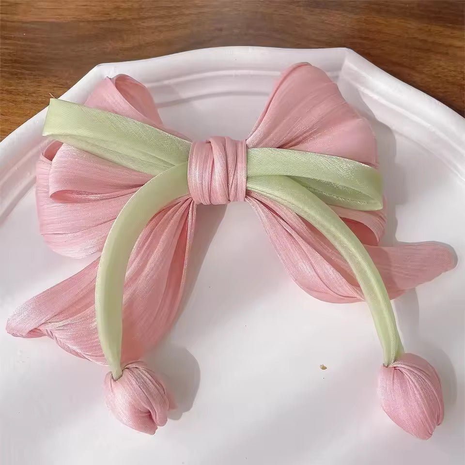 Elegant Vintage Floral Tulip Ribbon / Bow Hair Clip - Image 2