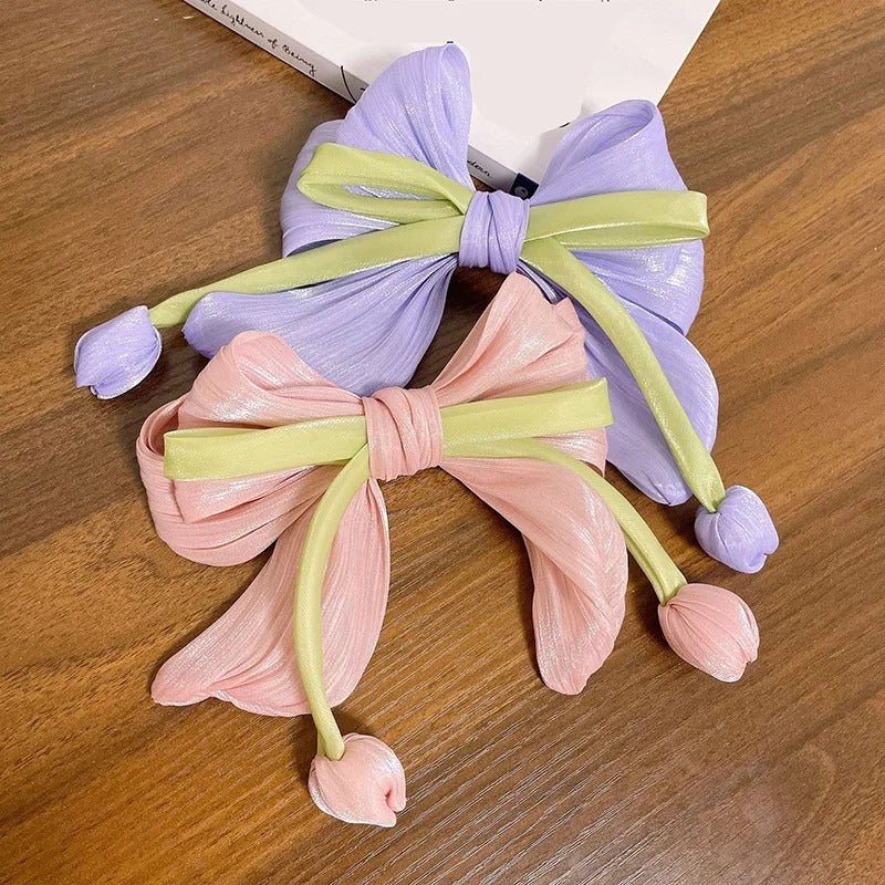Elegant Vintage Floral Tulip Ribbon / Bow Hair Clip - Image 10