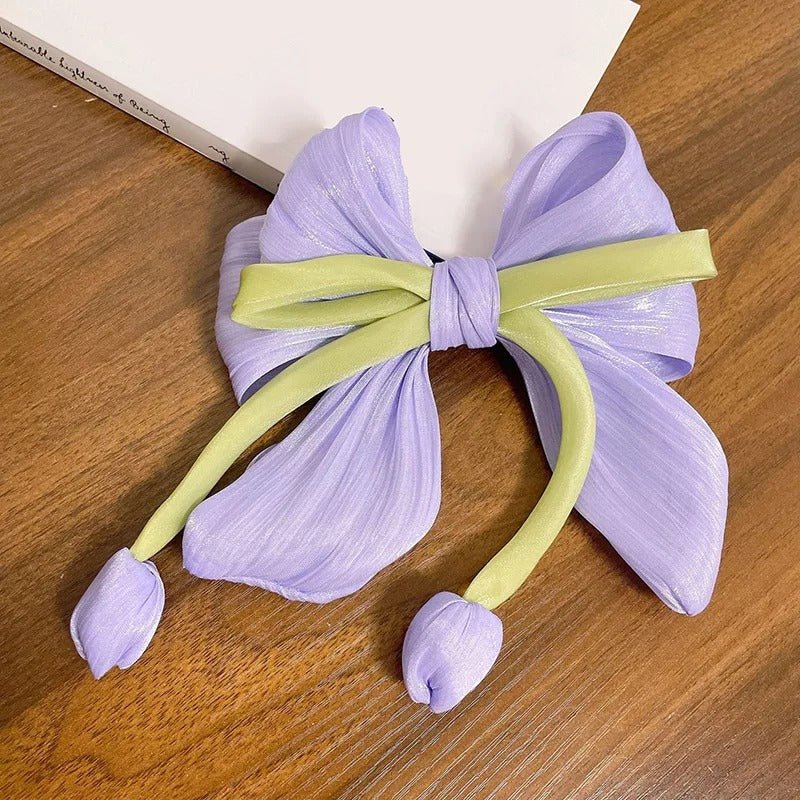 Elegant Vintage Floral Tulip Ribbon / Bow Hair Clip - Image 4